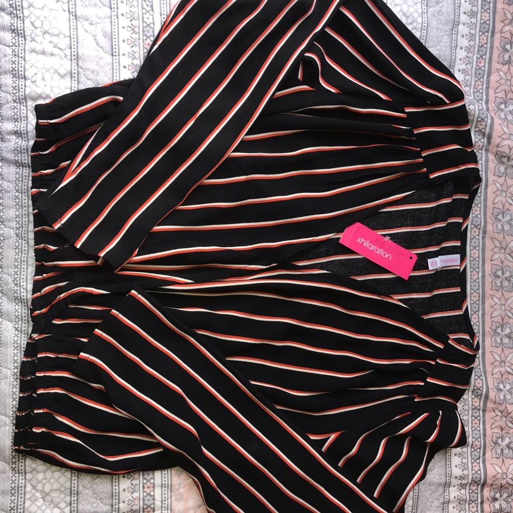 Long sleeve striped crop top
